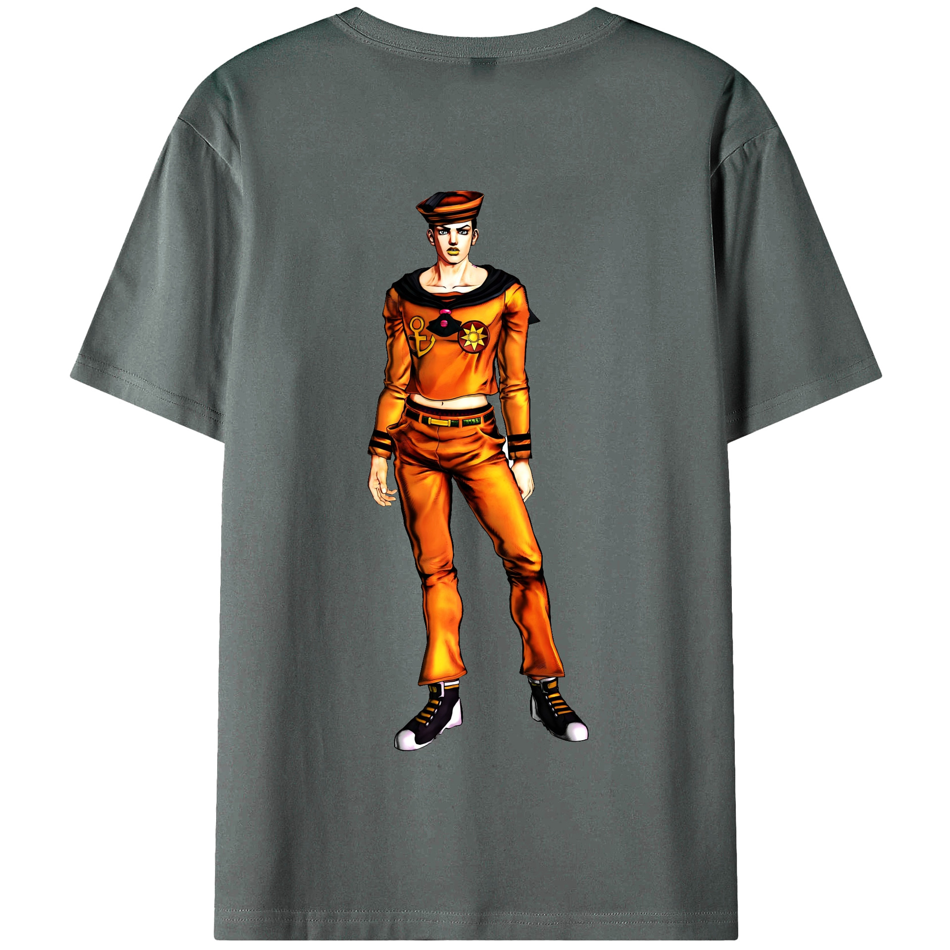 （画像用） ジョジョの奇妙な冒険 東方定助 JoJo's Bizarre Adventure Higashikata Josuke 綿100％半袖Tシャツ（背面プリント）